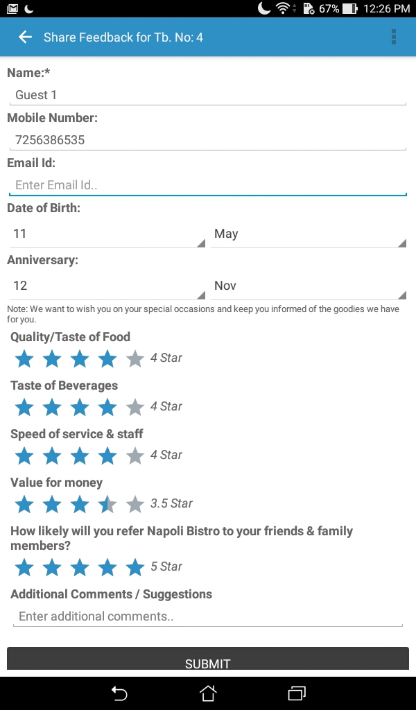 SpeQue Partner App Feedback Form